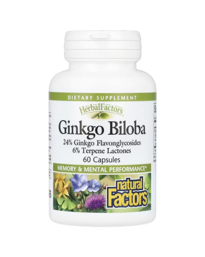 Гинкго Билоба, Ginkgo Biloba, Natural Factors, 60 капсул