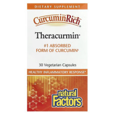 Экстракт куркумина, теракурмин, 30 мг, CurcuminRich, Theracurmin, Natural Factors, 30 вегетарианских капсул