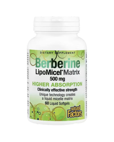 Берберін, Berberine LipoMicel Matrix, Natural Factors, 60 гелевих капсул