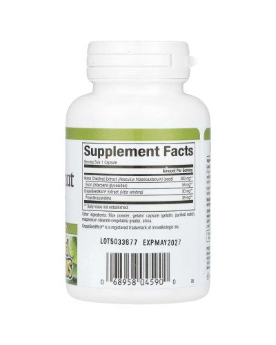 Конский каштан с виноградными косточками, 350 мг, HerbalFactors, Horse Chestnut with GrapeSeedRich, Natural Factors, 60 капсул