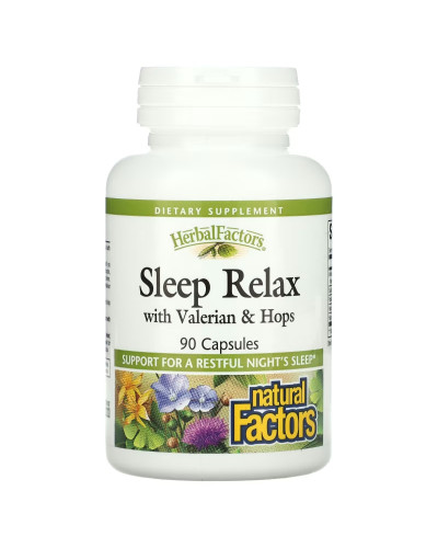Сон и расслабление с валерианой и хмелем, Sleep Relax with Valerian&Hops, Natural Factors, 90 капсул