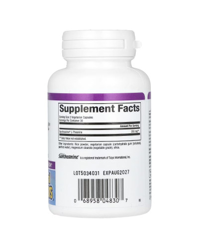 L-теанин, 250 мг, Stress-Relax, Suntheanine, L-Theanine, Natural Factors, 60 вегетарианских капсул