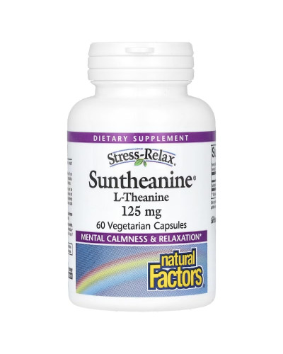 L-теанин, 250 мг, Stress-Relax, Suntheanine, L-Theanine, Natural Factors, 60 вегетарианских капсул
