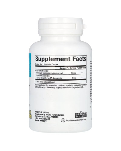 Екстракт клопогону, полегшення менопаузи, WomenSense, Black Cohosh Extract, Menopause Relief, Natural Factors, 90 вегетаріанських капсул