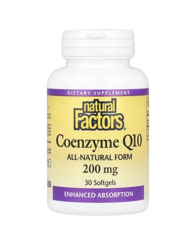 Коензим Q10, 200 мг, Coenzyme Q10, Natural Factors, 30 гелевих капсул