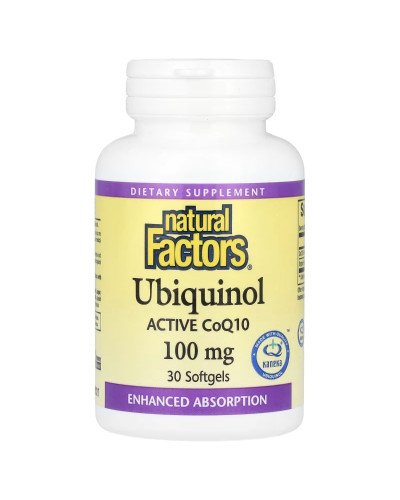 Убіхінол, активний CoQ10, 100 мг, Ubiquinol, Active CoQ10, Natural Factors, 30 гелевих капсул