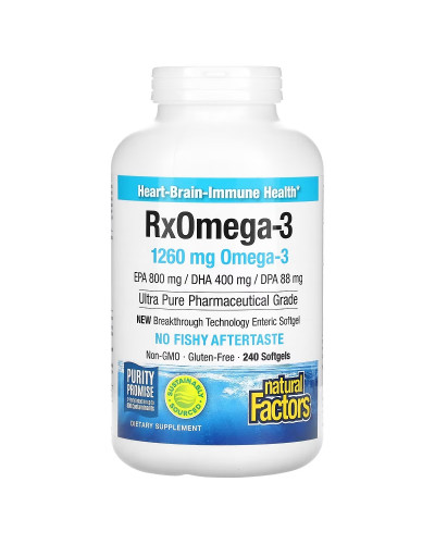 Омега-3, 1260 мг, RxOmega-3, Natural Factors, 240 гелевих капсул