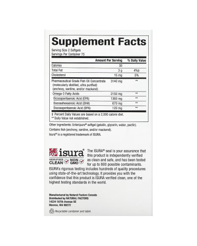 Омега-3 ультра, 2150 мг, RxOmega-3 Ultra Strength, Natural Factors, 150 гелевих капсул Омега-3 ультра, 2150 мг, RxOmega-3 Ultra Strength, Natural Factors, 150 гелевих капсул