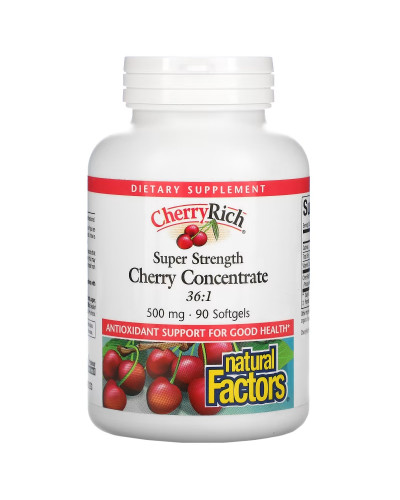 Вишневый концентрат 500 мг, Cherry Concentrate, Natural Factors, 90 гелевых капсул