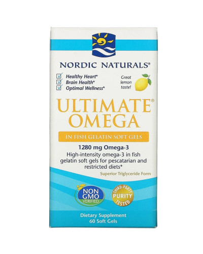 Рыбий Жир, Вкус Лимона, Nordic Naturals, Ultimate Omega, 1000 мг, 60 мягких капсул