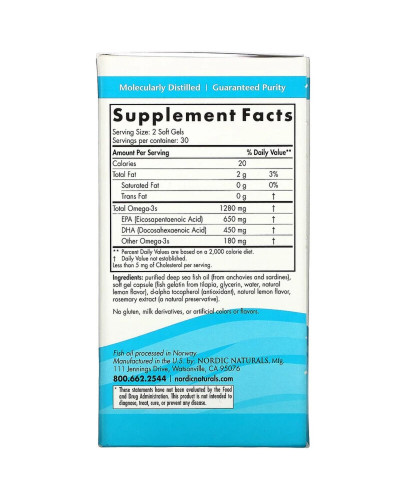 Рыбий Жир, Вкус Лимона, Nordic Naturals, Ultimate Omega, 1000 мг, 60 мягких капсул