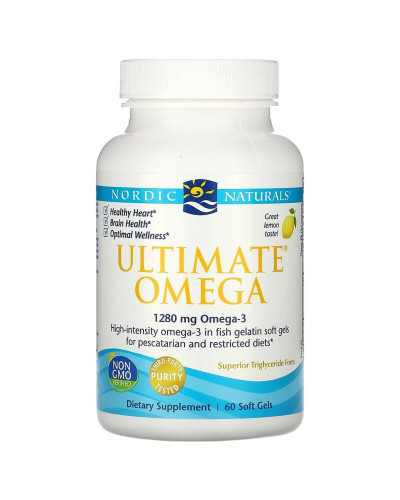 Рыбий Жир, Вкус Лимона, Nordic Naturals, Ultimate Omega, 1000 мг, 60 мягких капсул