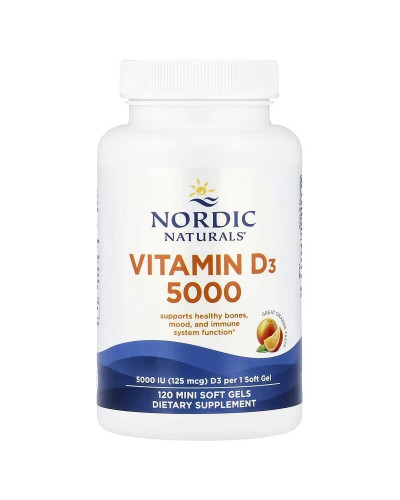 Вітамін D3, 125 мкг (5000 МО), смак апельсину, Vitamin D3, Nordic Naturals, 120 міні капсул