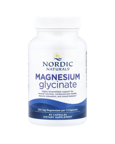 Магний глицинат, 250 мг в порцию, Magnesium Glycinate, Nordic Naturals, 90 капсул