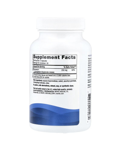 Магний глицинат, 250 мг в порцию, Magnesium Glycinate, Nordic Naturals, 90 капсул