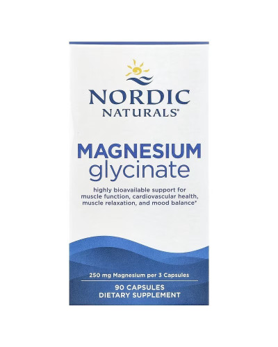 Магний глицинат, 250 мг в порцию, Magnesium Glycinate, Nordic Naturals, 90 капсул
