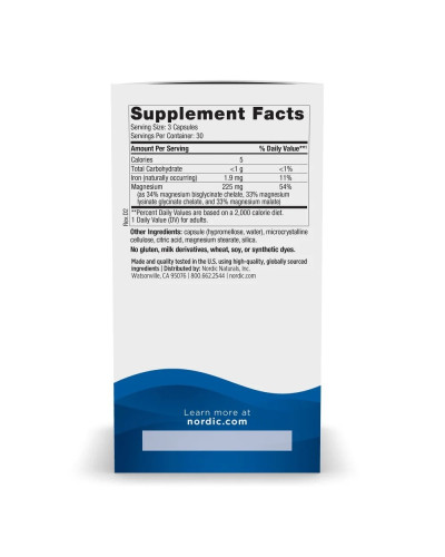 Комплекс магния, 225 мг, Magnesium Complex, Nordic Naturals, 90 капсул