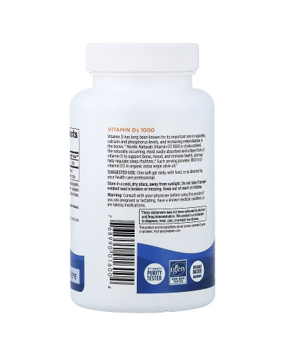 Вітамін D3, 25 мкг (1000 МО), смак апельсину, Vitamin D3, Nordic Naturals, 120 міні капсул