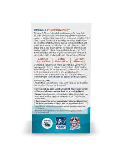 Омега-3 с фосфолипидами, Omega-3™ Phospholipids, Nordic Naturals, 60 гелевых капсул