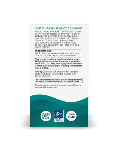 Пробиотики, 15 млрд КОЕ, Nordic Flora Probiotic, Comfort, Nordic Naturals, 30 капсул