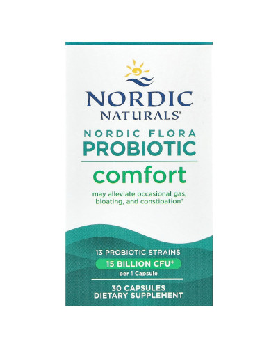 Пробиотики, 15 млрд КОЕ, Nordic Flora Probiotic, Comfort, Nordic Naturals, 30 капсул