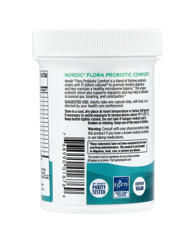 Пробиотики, 15 млрд КОЕ, Nordic Flora Probiotic, Comfort, Nordic Naturals, 30 капсул