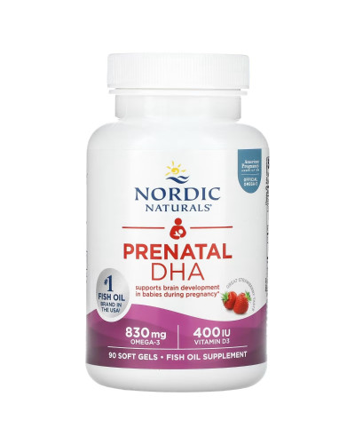 ДГК (докозагексаєнова кислота) для вагітних, смак полуниці, Prenatal DHA, Nordic Naturals, 90 гелевих капсул