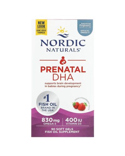 ДГК (докозагексаєнова кислота) для вагітних, смак полуниці, Prenatal DHA, Nordic Naturals, 90 гелевих капсул