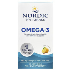 Омега-3, 690 мг на порцию, вкус лимона, Omega-3, Nordic Naturals, 60 гелевых капсул