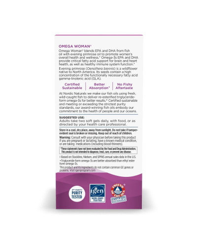 Омега для женщин с маслом примулы вечерней, вкус лимона, Omega Woman with Evening Primrose Oil, Nordic Naturals, 120 гелевых капсул