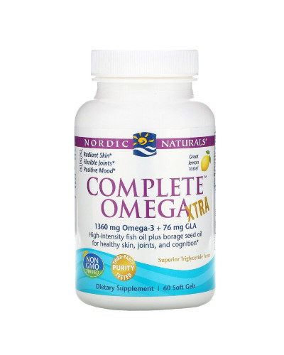 Омега Комплекс с Лимоном, Экстра, 1000 мг, Nordic Naturals, Complete Omega Xtra, 60 желатиновых капсул