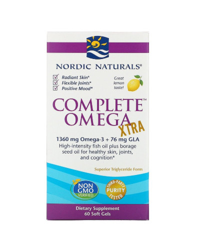 Омега Комплекс с Лимоном, Экстра, 1000 мг, Nordic Naturals, Complete Omega Xtra, 60 желатиновых капсул