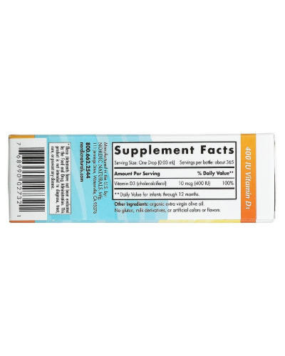 Вітамін D3 для дітей, Baby's Vitamin D3, Nordic Naturals 400 МЕ, 0.37 fl oz (11 мл) Вітамін D3 для дітей, Baby's Vitamin D3, Nordic Naturals 400 МЕ, 0.37 fl oz (11 мл)