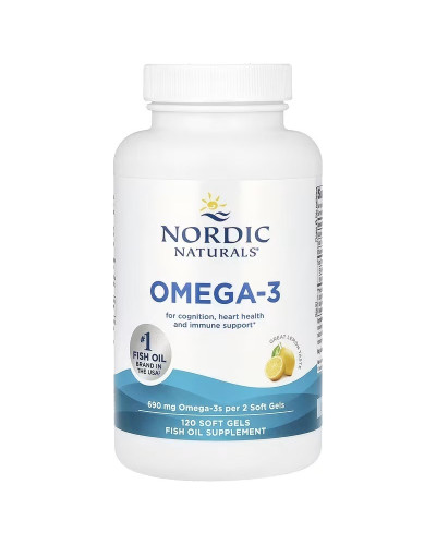 Омега-3, 690 мг на порцію, смак лимона, Omega-3, Nordic Naturals, 120 гелевих капсул