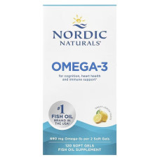 Омега-3, 690 мг на порцию, вкус лимона, Omega-3, Nordic Naturals, 120 гелевых капсул