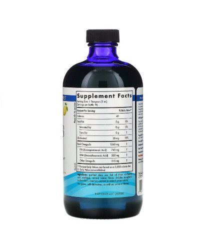 Омега-3, Вкус Лимона, Nordic Naturals, Omega-3, Lemon, 1,560 мг, 473 мл.