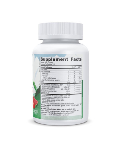 Пробиотики для детей без сахара, вкус клубники и арбуза, Zero Sugar Kids Probiotic Gummies, Nordic Naturals, 30 жевательных таблеток Пробиотики для детей без сахара, вкус клубники и арбуза, Zero Sugar Kids Probiotic Gummies, Nordic Naturals, 30 жевательных таблеток