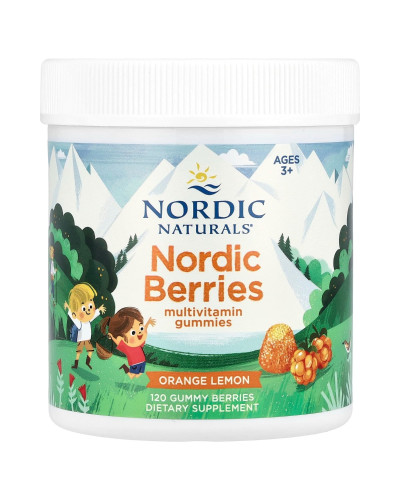 Мультивитамины для детей, апельсин и лимон, Nordic Berries, Multivitamin Gummies, Ages 3+, Nordic Naturals, 120 жевательных конфет