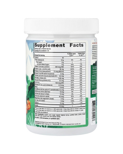 Мультивитамины для детей, апельсин и лимон, Nordic Berries, Multivitamin Gummies, Ages 3+, Nordic Naturals, 200 жевательных конфет
