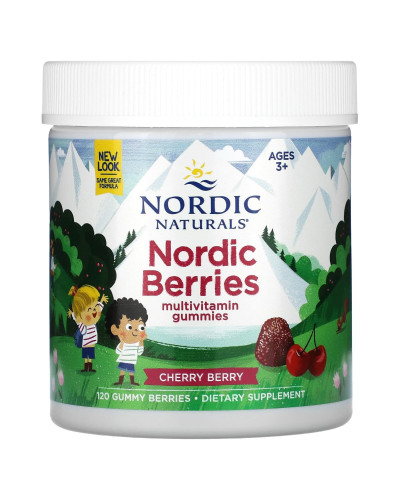 Мультивитамины для детей, вкус вишни, Nordic Berries, Multivitamin Gummies, Ages 3+, Nordic Naturals, 120 жевательных конфет