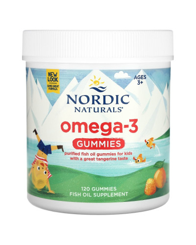 Омега-3 для детей от 3 лет, вкус мандарина, Omega-3 Gummies, Ages 3+, Nordic Naturals, 120 жевательных таблеток