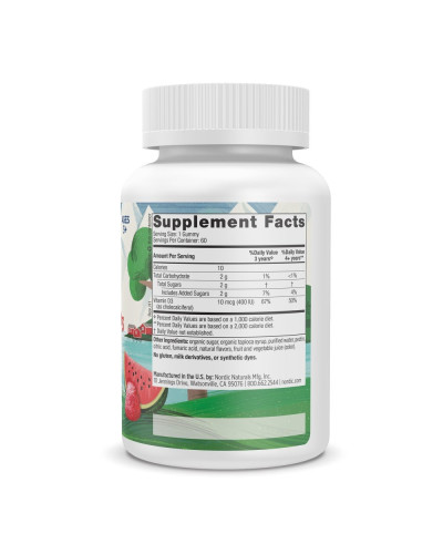 Вітамін D3 для дітей, смак кавуна, 400 МО, Kids Vitamin D3 Gummies, Nordic Naturals, 60 жувальних таблеток