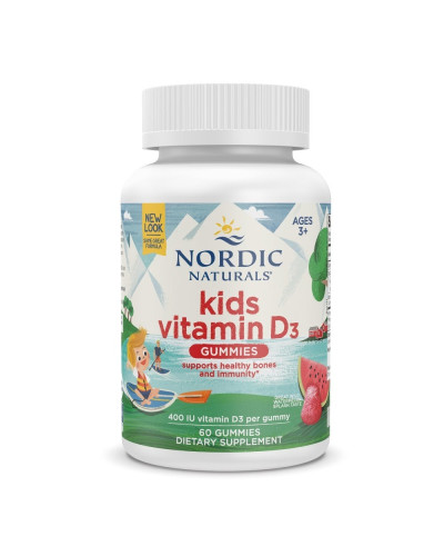 Вітамін D3 для дітей, смак кавуна, 400 МО, Kids Vitamin D3 Gummies, Nordic Naturals, 60 жувальних таблеток
