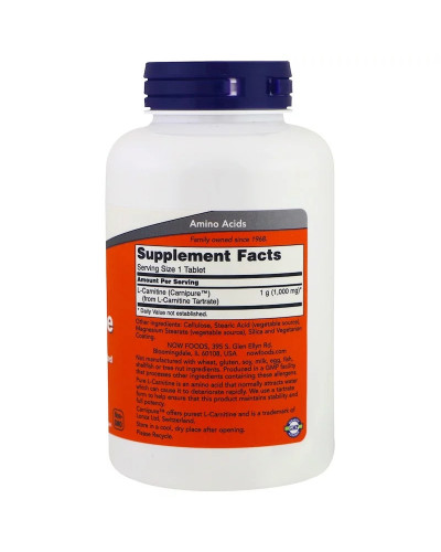 L-Карнитин, 1000 мг, L-Carnitine, Now Foods, 100 таблеток