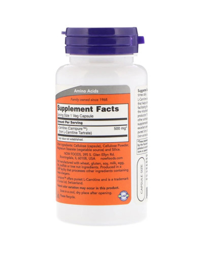 L-Карнитин, 500 мг, L-Carnitine, Now Foods, 60 вегетарианских капсул L-Карнитин, 500 мг, L-Carnitine, Now Foods, 60 вегетарианских капсул