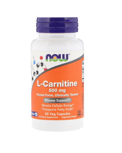 L-Карнитин, 500 мг, L-Carnitine, Now Foods, 60 вегетарианских капсул