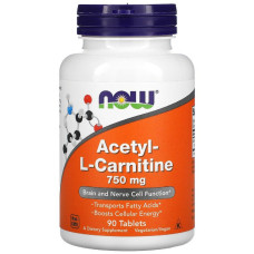 Ацетил L-Карнитин, 750 мг, Acetyl L-Carnitine, Now Foods, 90 таблеток