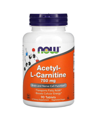 Ацетил L-Карнітін, 750 мг, Acetyl L-Carnitine, Now Foods, 90 таблеток
