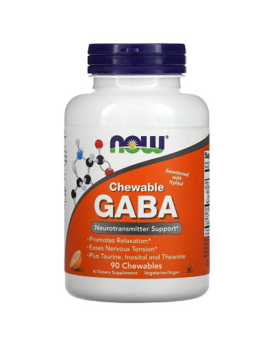 GABA (Гамма-Аминомасляная Кислота), Цитрусовый Вкус, Now Foods, 250 мг, 90 жевательных таблеток