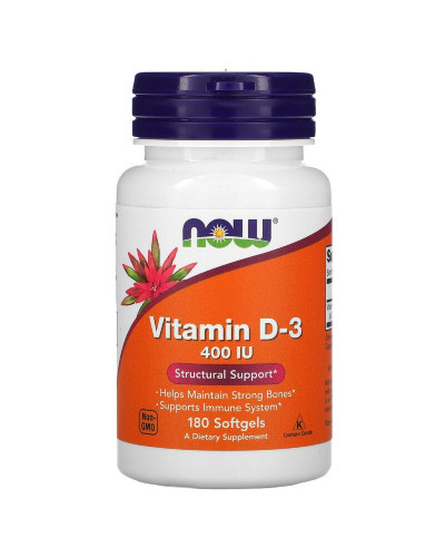 Вітамін D3, Vitamin D3, Now Foods, 400 МО, 180 желатинових капсул